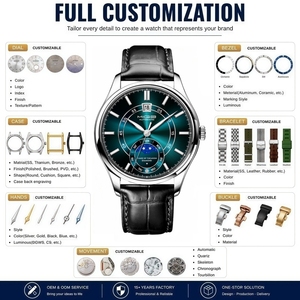 Low MOQ Custom Logo Casual 40MM Pilot Automatic <b>Mechanical</b> <b>Watch</b> Business Silver Stainless Steel <b>Watch</b> with Genuine Leather - Product Image 2