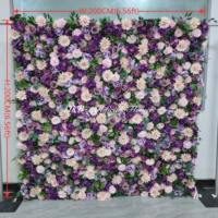 Décoration de mariage, arrangement floral fait main, toile de fond enroulable 8*8 pieds, mur de fleurs coloré pour événements et fêtes
