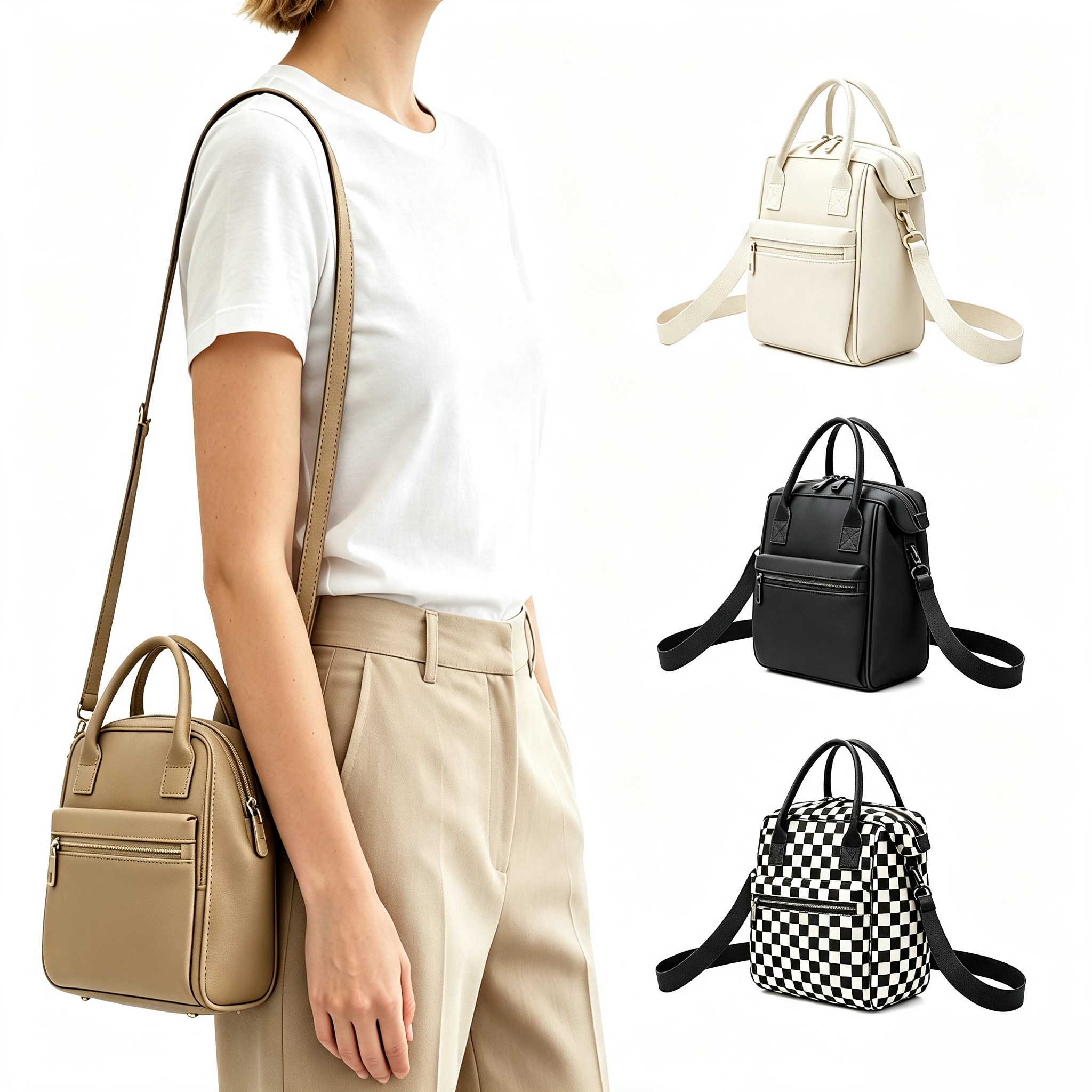 Mini Waterproof Backpack Crossbody Bag with Two