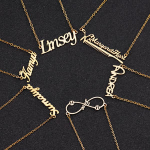 Fabricant <span class=keywords><strong>de</strong></span> bijoux personnalisé personnalisé PVD plaqué or 18 carats collier en acier inoxydable avec nom pour couple filles femmes - Product Image 4