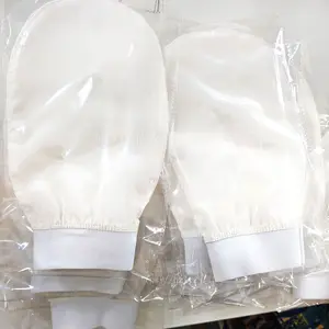 Nature Pure Silk Exfoliating Glove Skin Massage Peeling Exfoliating Mitt Dead Skin Turkish Gloves White Color