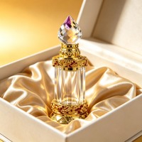 Flacon vide de 3 ml pour Attar Arabe, en verre transparent décoratif, pour huile d'Oud ou huile essentielle, avec boîte d'emballage dorée