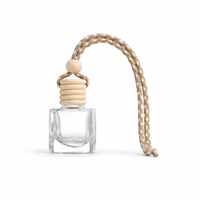 Diffuseur d'huiles essentielles vide et rechargeable en verre losange de 8 ml avec bouchon en bois, personnalisable avec logo, pour suspension de voiture
