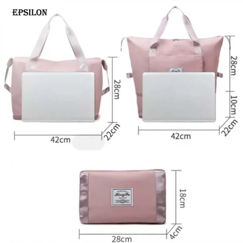 Quality Large Capacity Fitness Bags Travel Clothes Storage Bags Women Portable Handbag Multi-function Folding Travel Bag