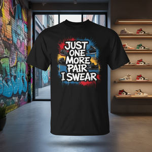 Camiseta Unisex para Adultos con Estampado de Serigrafía 'Just One More Pair I Swear Sneakerhead', Cuello Redondo y Manga Corta - Product Image 3