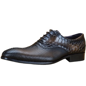 Leather men's shoes, top-grade cowhide business formal oxford shoes with pointed <b>toe</b> and crocodile pattern embossing - Product Image 5