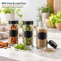 Grosir Set 6 Botol Bumbu Garam dan Merica Kaca Bening 100ml dengan Tutup Sekrup Logam Hitam Peralatan Dapur Grosir OEM
