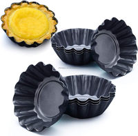 Moule à tartelettes miniatures antiadhésives en acier au carbone, à rainures en forme de fleur, résistantes au four, pour la préparation de desserts et de tartelettes aux œufs à la maison