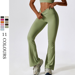 <span class=keywords><strong>Pantalon</strong></span> évasé européen et américain à sensation de nu Leggings de sport décontractés de danse plissés à <span class=keywords><strong>taille</strong></span> <span class=keywords><strong>haute</strong></span> - Product Image 4