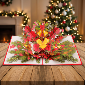 Fleurs de Poinsettia Noël Cadeaux 3D Carte Pop Tendance Actuelle Meilleur Prix Artisanat Découpe Papier Vietnam Conception Personnalisée - Product Image 5