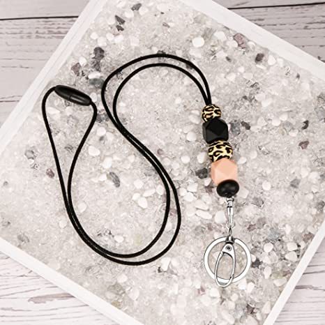 ID Badge Lanyards for Women Teacher, Silicone Beaded Lanyards for Keys Cute Lanyard Keychain Necklace