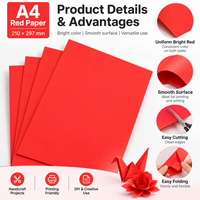 Papier de copie rouge haute performance double face enduit de résine, anti-ondulation, résistant à l'humidité, pour l'art, l'artisanat, l'origami, l'école, le bricolage et la décoration