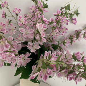 B-935 Fleurs artificielles en soie de haute qualité, simulation de <span class=keywords><strong>jasmin</strong></span> rose à 9 têtes, longue branche, plante suspendue pour mariage et Noël en intérieur - Product Image 4