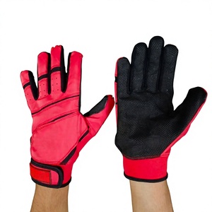 QASWA SPORTS Dernière Tendance Combo Rouge et Noir en Cuir de Vachette avec Fermeture Auto-agrippante au Poignet Léger et Robuste pour Batte de Baseball - Product Image 1