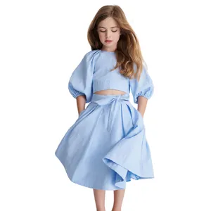 2023 Kinderen Meisjes Mode Katoen Gelaagde Jurk Boutique Unieke Ontwerp Meisjes Zomer Jurken Kinderen