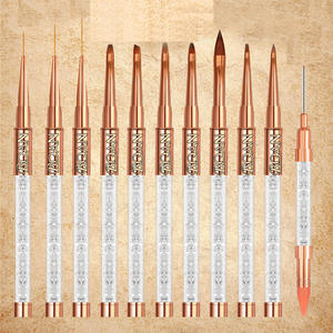 Pincel para decoración de <span class=keywords><strong>uñas</strong></span>, pincel para <span class=keywords><strong>uñas</strong></span> con diamantes de imitación, mango de Metal acrílico, pintura de oro rosa, delineador de Gel, <span class=keywords><strong>2022</strong></span> - Product Image 4