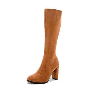 UP-4088r Sepatu Hak Tinggi Wanita, Sepatu Bot Panjang Kulit Faux Paha untuk Musim Gugur