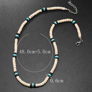 <span class=keywords><strong>Collier</strong></span> en perles turquoise de coquillage de noix de coco vintage pour femmes hommes Simple <span class=keywords><strong>Surf</strong></span> Resort clavicule chaîne géométrique bijoux accessoires - Product Image 6