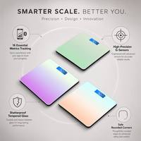 Báscula Inteligente con Gradiente de Color Único, Báscula Digital Bluetooth para Baño con Soporte para Aplicaciones, Seguimiento de Datos de Peso y Estado Físico