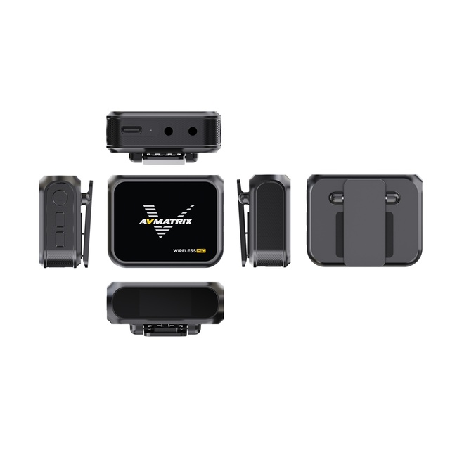 Avmatrix WM12 DUAL Mini Wireless Microphone 2-Channel Clip-on Design 2.4G 100m Transmission OLED Display for Conferences Live