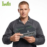 Mini PC Tanpa Kipas Generasi ke-14 Core Ultra 5, 8 Port LAN 2.5G, Mendukung Komputer Mini HD DP C Tiga Layar untuk Industri, Pilihan US/EU/JP