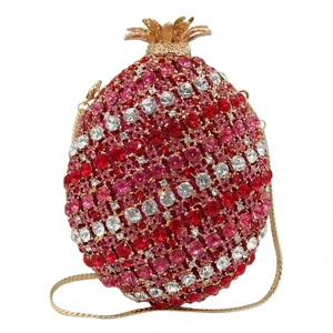 Women <b>Cute</b> Pineapple Rhinestones Clutch <b>Purse</b> Glitter Removable Chain Crystal Evening Bag for Cosplay Party Christmas - Product Image 4