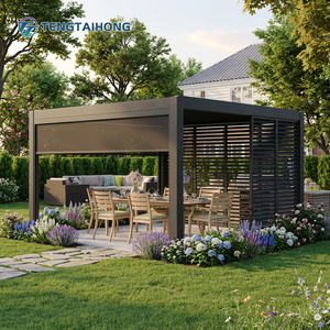 Pérgola <span class=keywords><strong>Solar</strong></span> para Jardín, Pérgola Fotovoltaica con Techo <span class=keywords><strong>de</strong></span> Láminas Ajustables Eléctricamente, Pérgola <span class=keywords><strong>de</strong></span> Aluminio - Product Image 1