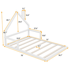 White <b>House</b> Shaped Childrens <b>Bed</b> With Storage For Kids Bedroom Durable Framework Design - Product Image 3