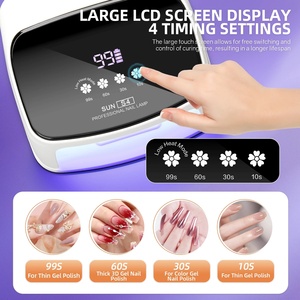 288W Cordless UV LED Nail <b>Lamp</b> Rechargeable Nail Dryer Large LCD Display 4 <b>Timer</b> Setting Auto Sensor Plastic/Metal US Salon Home - Product Image 3