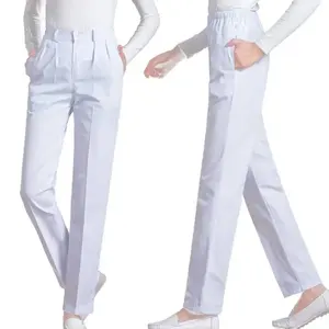 Pantalon d'infirmière blanc, pantalon de travail d'hiver épais à taille élastique, pantalon bleu grande taille, uniforme médical pour femmes, pantalon de travail - Product Image 4