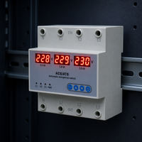 Interrupteur de transfert automatique triphasé 63A ATS sur rail DIN avec protection contre les surtensions et les sous-tensions, relais CE CB