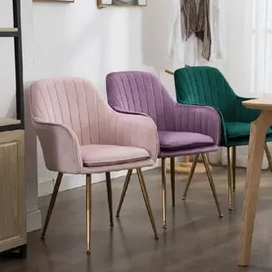 Restaurant Armchair Fabric Pink Chairs Nordic Velvet Dining Room Chairs Modern Leather Velvet Leather Dining Chair
