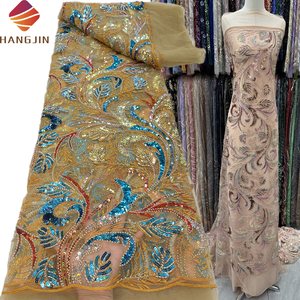 slim fit dress slacks 5 YARDS / GRACE Gold Beaded Mesh Ground Glitter Embroidery Mesh Lace /  Dress Fabric / By the yard main image 0