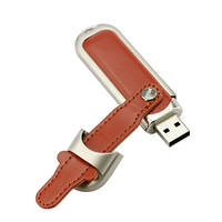 Clé USB 2.0 en cuir avec porte-clés, mémoire flash, 4 Go, 8 Go, 16 Go, 32 Go, 64 Go, cadeau promotionnel personnalisé