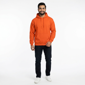 Sweat-shirts à capuche pour hommes coupe classique, respirants, en molleton de coton mélangé épais, diverses couleurs, orange, hiver, broderie 3D - Product Image 1