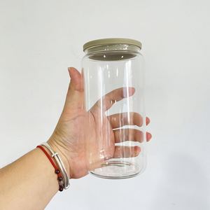 Vasos de Vidrio Transparentes para Sublimación, Esmerilados, Libres de BPA, Elegantes, Reciclables, de 16 oz, con Tapa de Silicona - Product Image 4