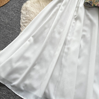 Ensemble élégant vintage 2 pièces pour femme : Robe gilet et jupe mi-longue taille haute à col noué et manches bouffantes, idéal pour les trajets quotidiens en automne