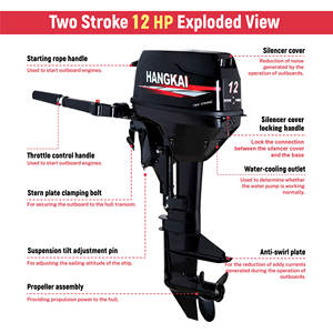 Motore Fuoribordo da 12 CV a 2 Tempi Raffreddato ad Acqua per Canottaggio Pesca Pontone Yacht Crociera Motore Leggero in Alluminio - Product Image 2