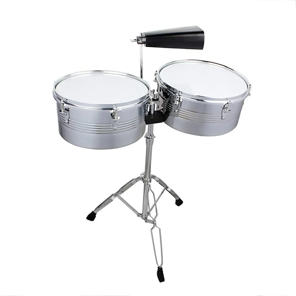 Timbal กลองชุด13 "14" กับเศษไม้สีละตินเคาะกับวัวเบลล์