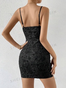 Tejido 100% poliéster 3D texturizado elástico Jacquard <span class=keywords><strong>tela</strong></span> textil para hacer Bae mujeres sólido Cami Bodycon vestido ropa - Product Image 4