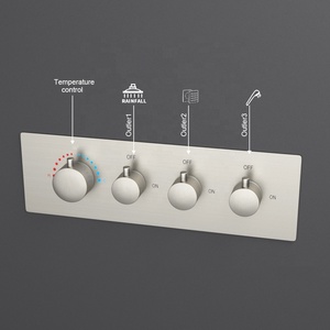 <strong>Thermostatic</strong> <strong>Shower</strong> <strong>Valve</strong> Triple Handle 3 Outlet Diverter Solid Brass Construction Brushed Finish Modern Design for Bathroom Use - Product Image 2