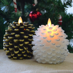 Battery Operated Flameless LED <strong>Pine</strong> Cone <strong>Candles</strong> for Christmas Home Decoration Plastic Packaging for Weddings and Diwali - Product Image 1
