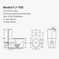 Design moderne Piège en P monté au sol Piège en S Offre Spéciale Toilette deux pièces Toilette en porcelaine Toilette Armoire à eau chinoise pour personnes âgées