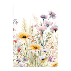 Décoration de salon, style nordique, 3 panneaux, art mural moderne, <span class=keywords><strong>aquarelle</strong></span> fraîche, plantes, <span class=keywords><strong>peinture</strong></span> sur toile, <span class=keywords><strong>fleurs</strong></span> sauvages imprimées - Product Image 3