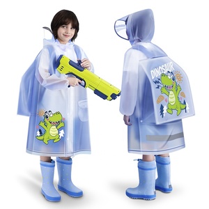 Imperméable pour enfants en matériau EVA imperméable avec capuche, unisexe, motif blanc, pliable, vêtements de pluie pour l'école - Product Image 3