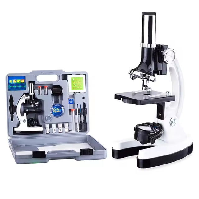 1200x Students HD High-power Metal Biological Microscope with Light Source
