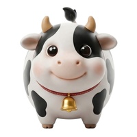 Tirelire Mignonne en Résine Vache, Boîte à Monnaie Incassable avec Clochette, Ornement de Bureau, Cadeau pour Enfants, Décoration Créative pour la Maison
