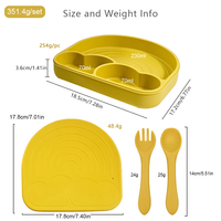 Produits pour bébés, tapis de table en silicone de qualité alimentaire avec ensemble cuillère-fourchette, résistant à la chaleur, ensemble repas pour tout-petits, compatible micro-ondes