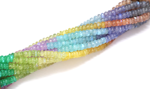 Compra cuentas de Rondelle suaves de piedra lunar arcoíris llamativas naturales con cuentas de Rondelle multicolor de 5 a 8mm para joyería artesanal - Product Image 6