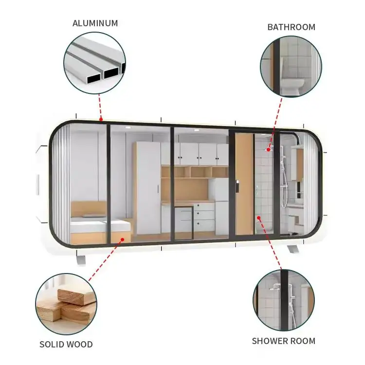 Apple Garden Pod Space Module Élégant Design Préfabriqué Maisons de Cabine Living Sandwich Panel Construction Container Housing